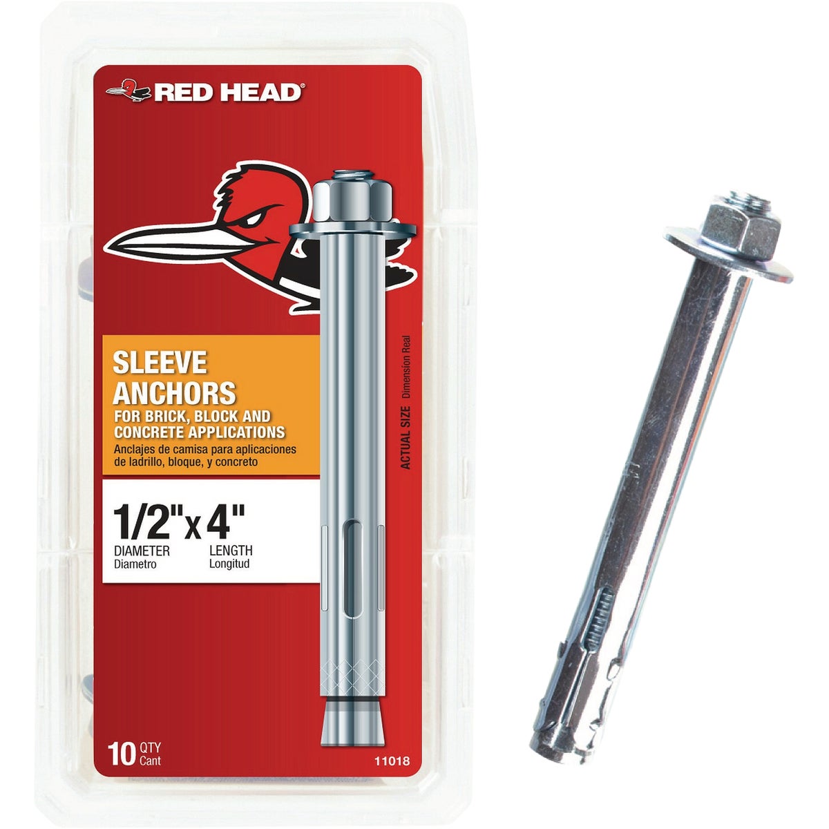 Red Head 1/2 In. x 4 In. Hex Sleeve Anchor (10-Count)