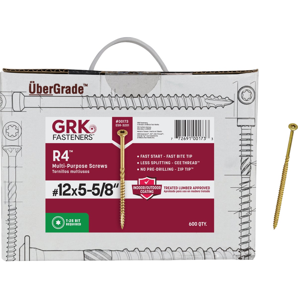 GRK R4 #12 x 5-5/8 In. Star Drive Multi-Purpose Wood Screw (600 Ct.)