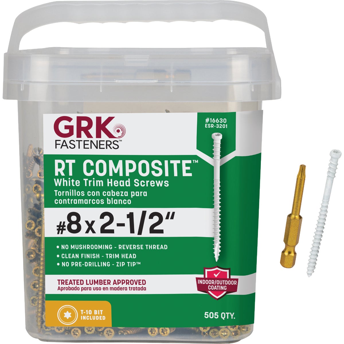 GRK RT #8 x 2-1/2 In. Star Drive White Composite Screw (505 Ct.)