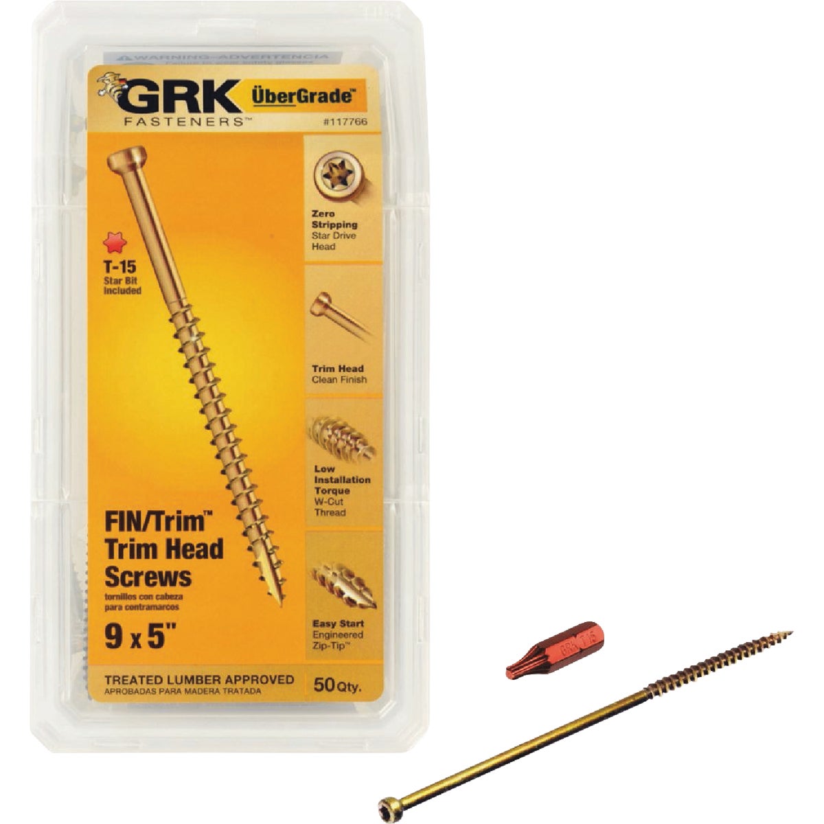 GRK #9 x 5 In. Star Drive Steel Trim Screw (50 Ct.)