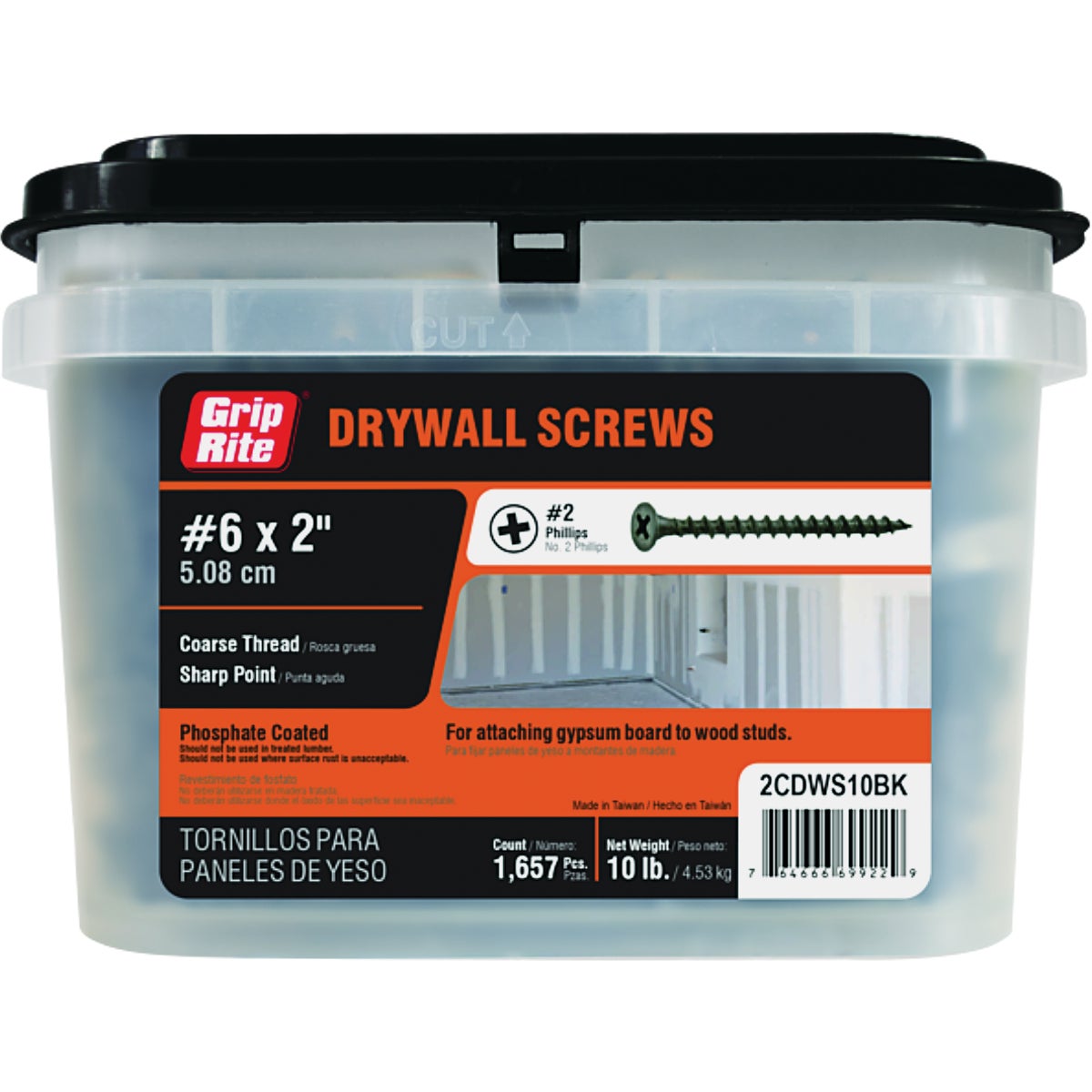 Grip-Rite #6 x 2 In. Coarse Drywall Screw, 10 Lb.