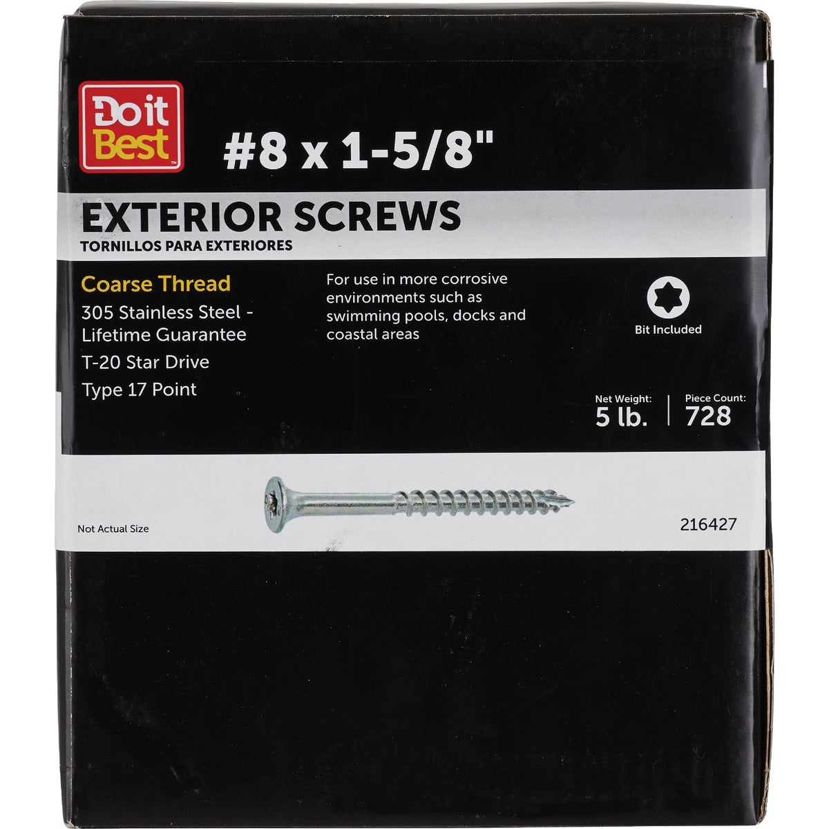 Grip-Rite Max 1-5/8 In. T17 ST20 305 Stainless Steel Deck Screw (5 Lb.)