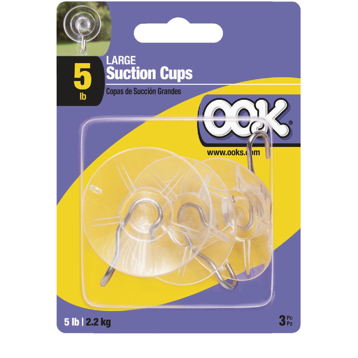 OOK Large Suction Cup Hooks (3-Pack)