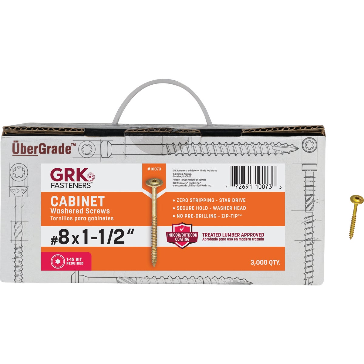 GRK #8 x 1-1/2 In. Star Drive Cabinet Screw (3000 Ct.)