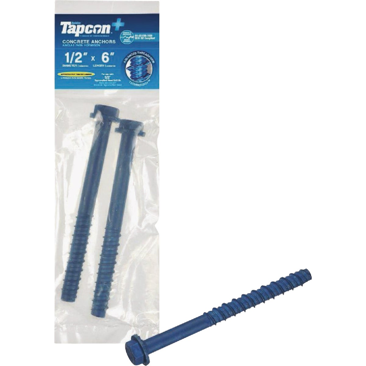 Tapcon 1/2 In. x 6 In. Hex Washer Concrete Screw Anchor (2 Ct.)