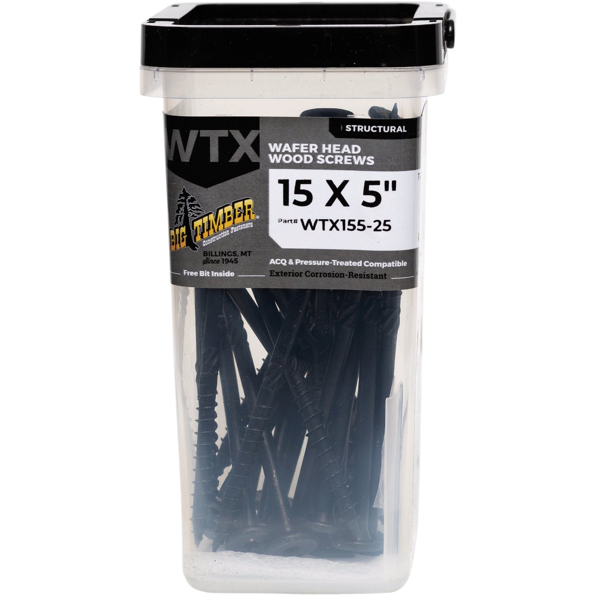 Big Timber #15 x 5 In. Wafer Head Black Wood Screw (25 Ct.)