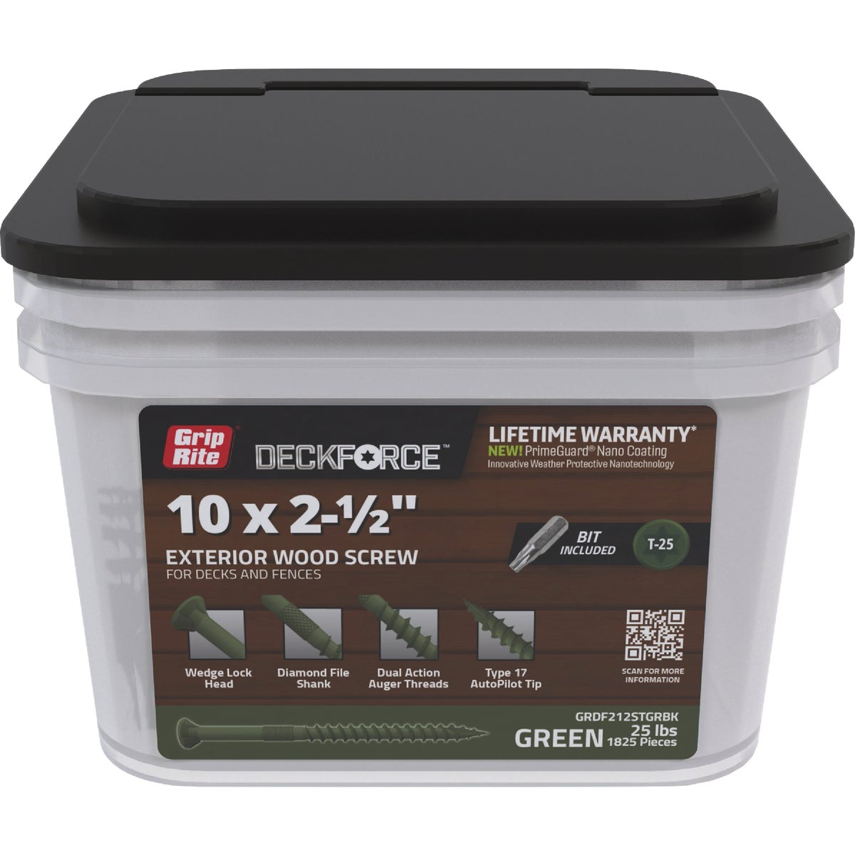 Grip-Rite DeckForce PrimeGuard Nano #10 x 2-1/2 In. Star Drive Green Screw (25 Lb.)