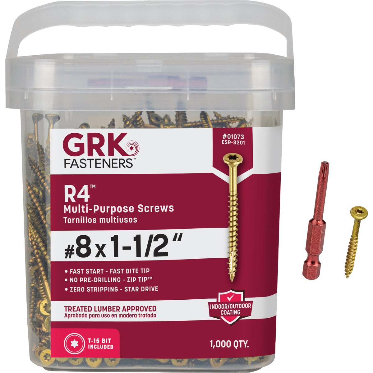 GRK R4 #8 x 1-1/2 In. Star Drive Multi-Purpose Wood Screw (1000 Ct.)