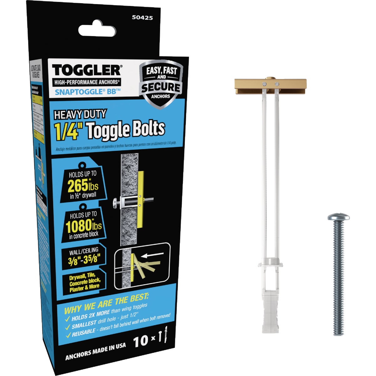 Toggler Snaptoggle 1/4 In.-24 x 2 In. Toggle Bolt (10-Ct.)