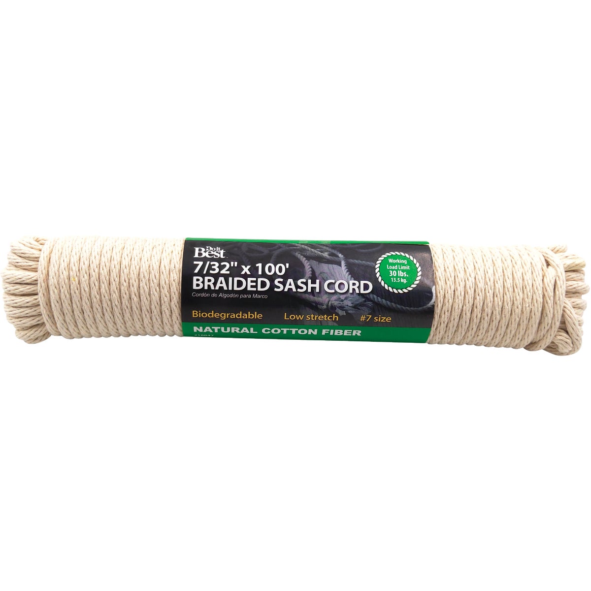Do it Best 7/32 In. x 100 Ft. White Solid Braided Cotton Sash Cord