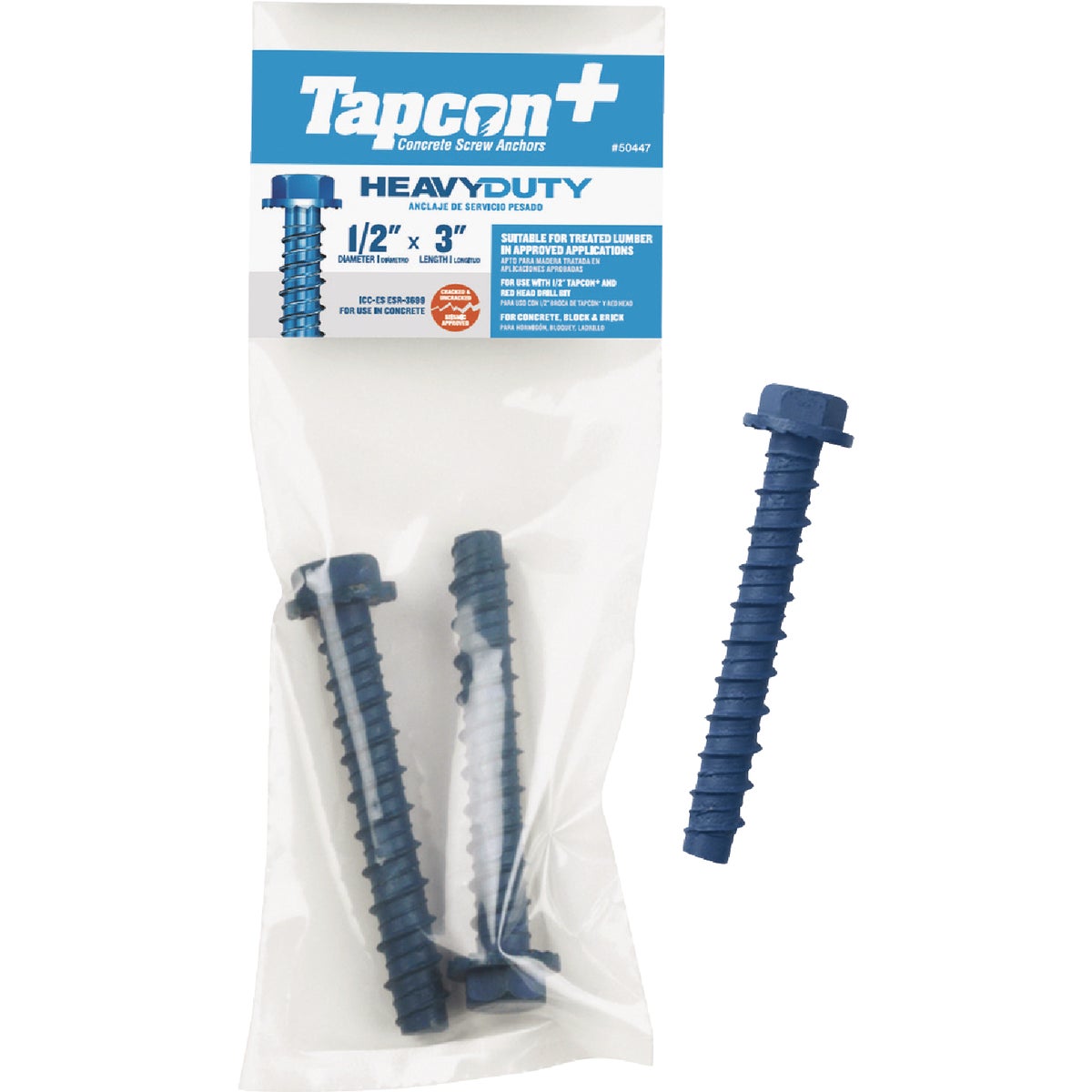 Tapcon 1/2 In. x 3 In. Hex Washer Concrete Screw Anchor (2 Ct.)