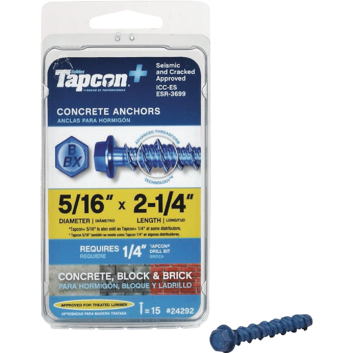 Tapcon 5/16 In. x 2-1/4 In. Hex Washer Concrete Screw Anchor (15 Ct.)
