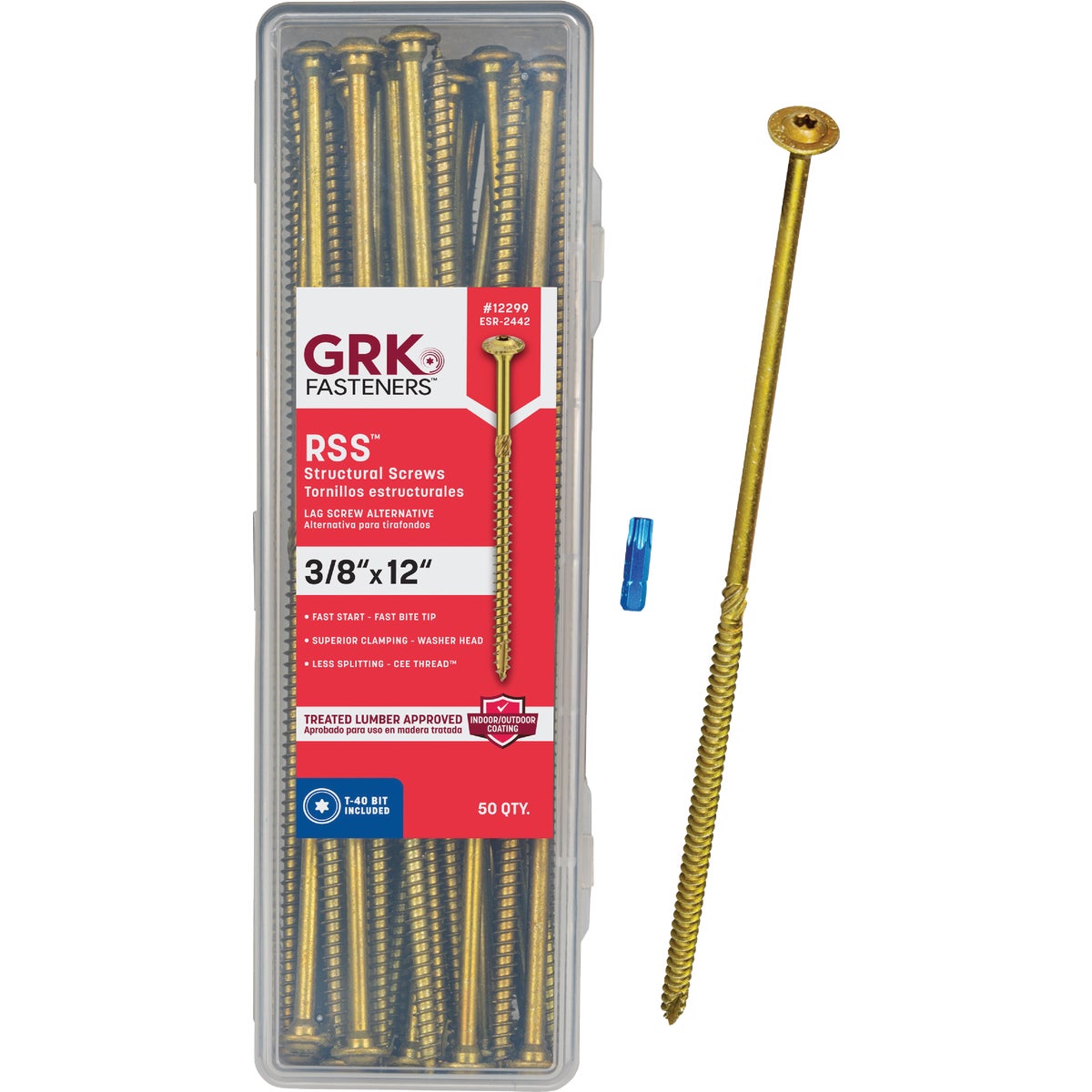 GRK RSS Rugged 3/8 In. x 12 In. Star Drive Washer-Head Structure Screw (50 Ct.)