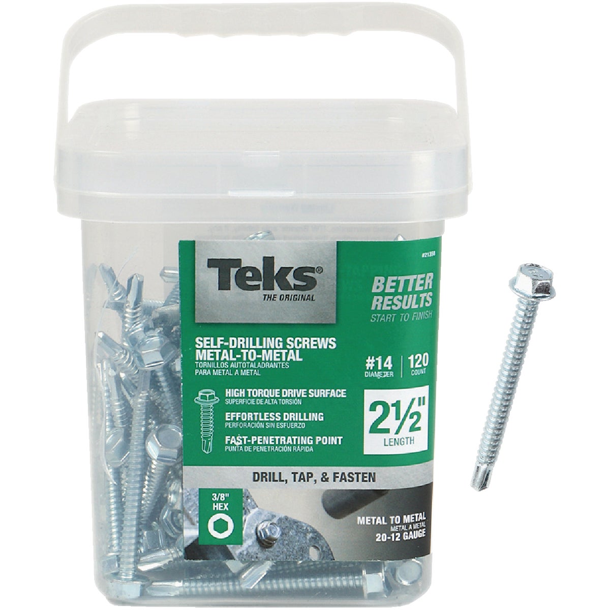 Teks #14 x 2-1/2 In. Hex Washer Head Drill Point Metal to Metal Screw (120 Ct.)