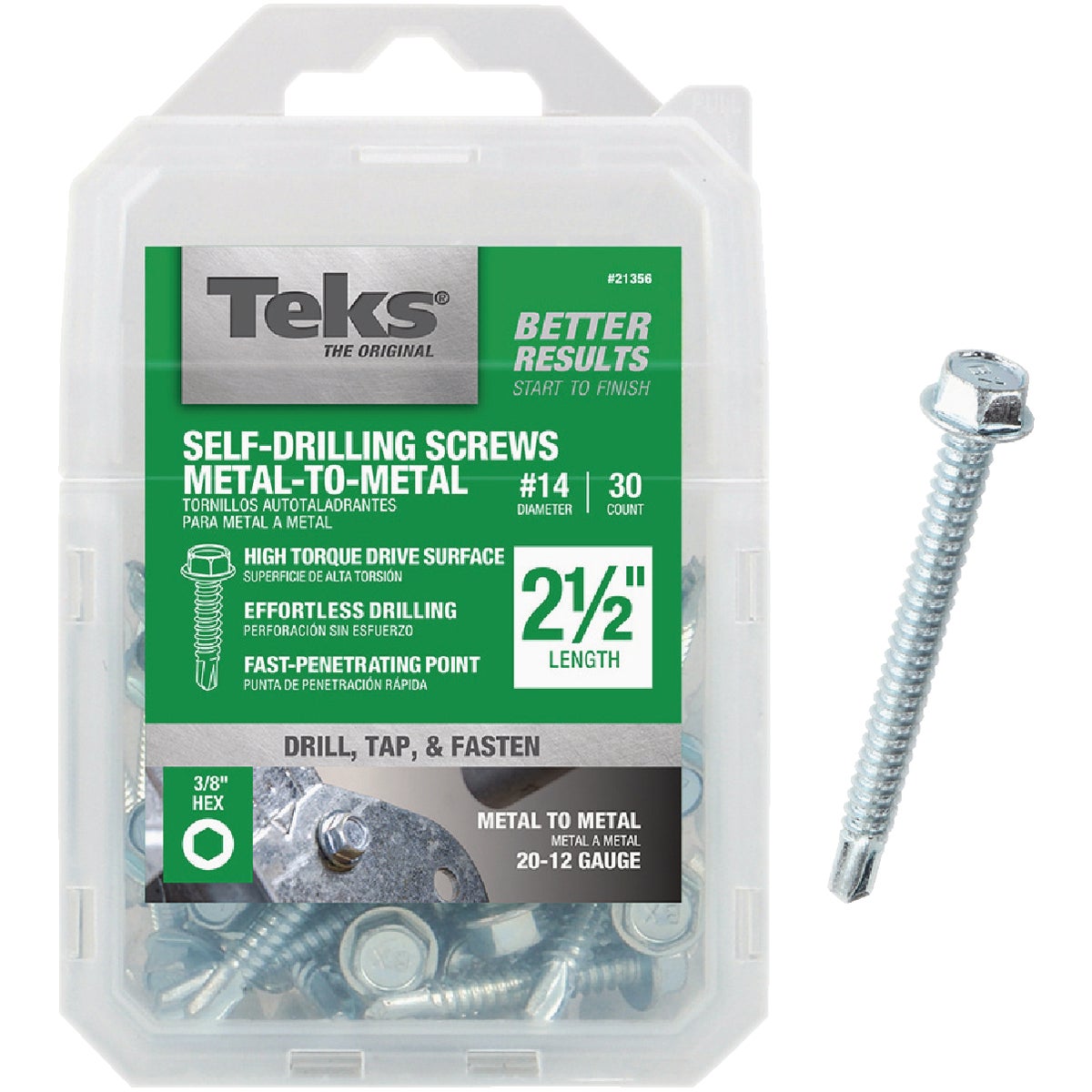 Teks #14 x 2-1/2 In. Hex Washer Head Drill Point Metal to Metal Screw (30 Ct.)