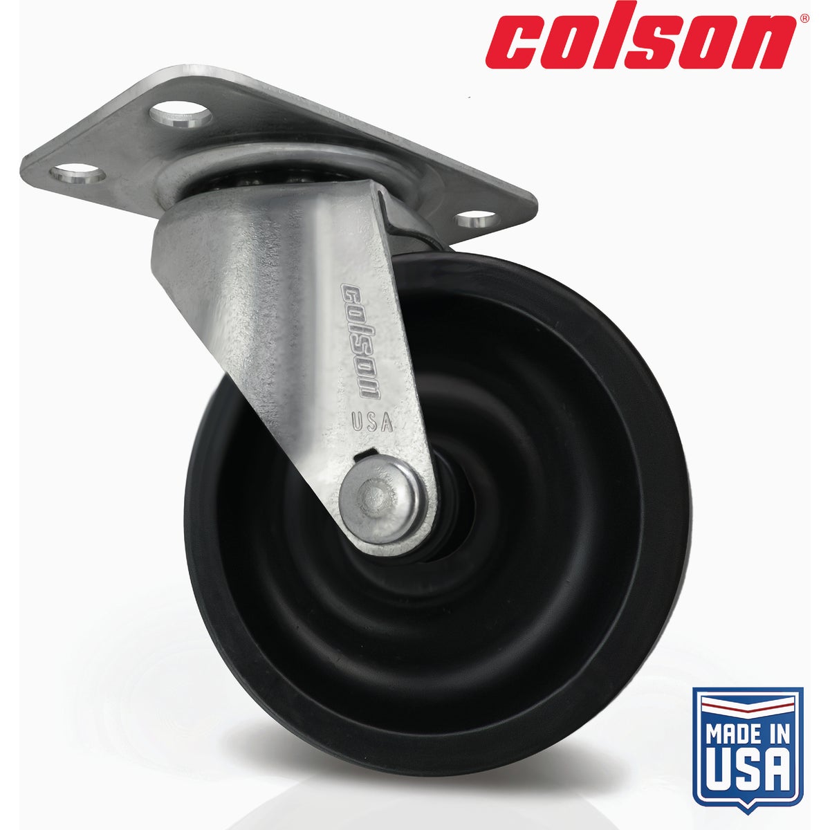 Colson 2-1/2 In. Black Polypropylene Swivel Plate Caster