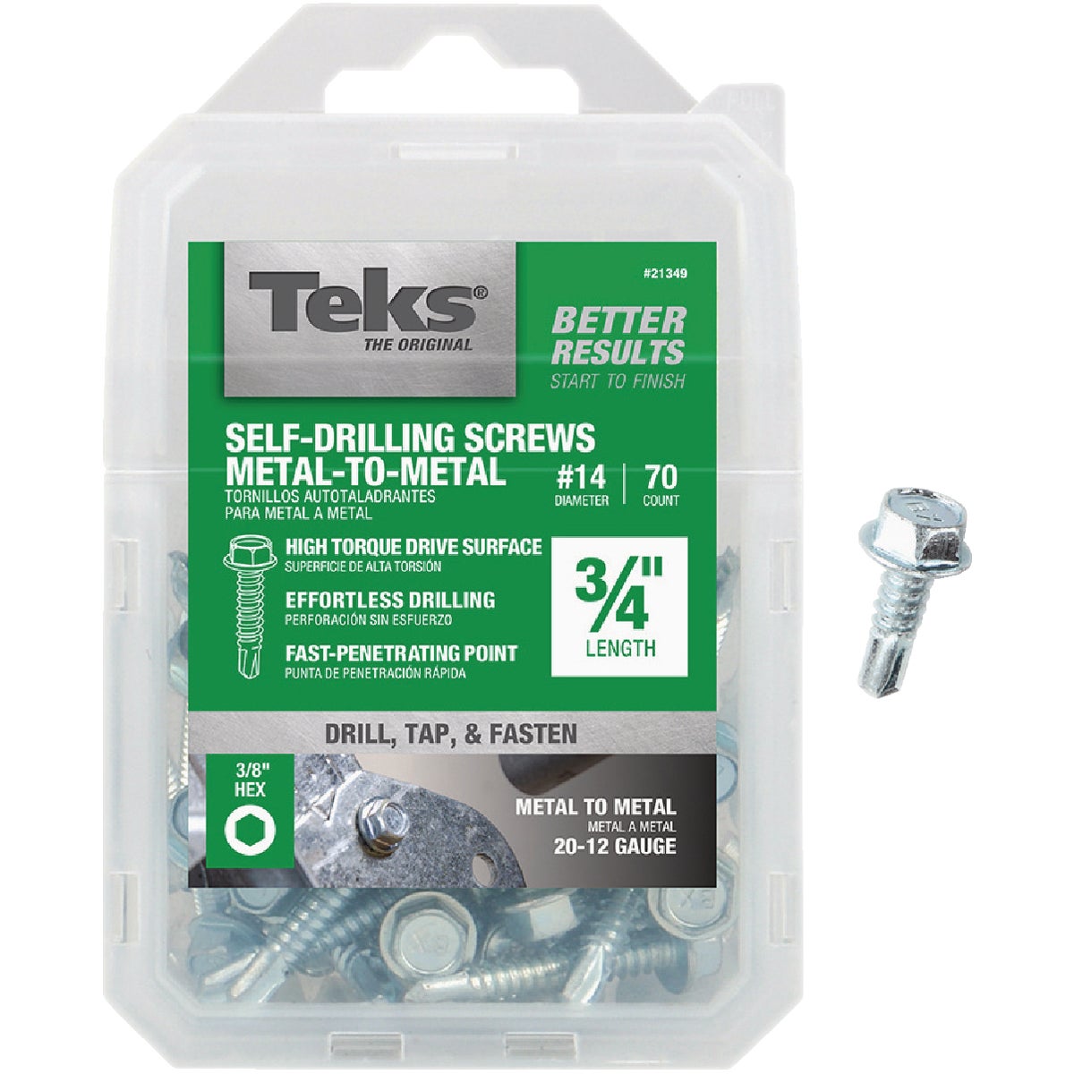 Teks #14 x 3/4 In. Hex Washer Head Drill Point Metal to Metal Screw (70 Ct.)