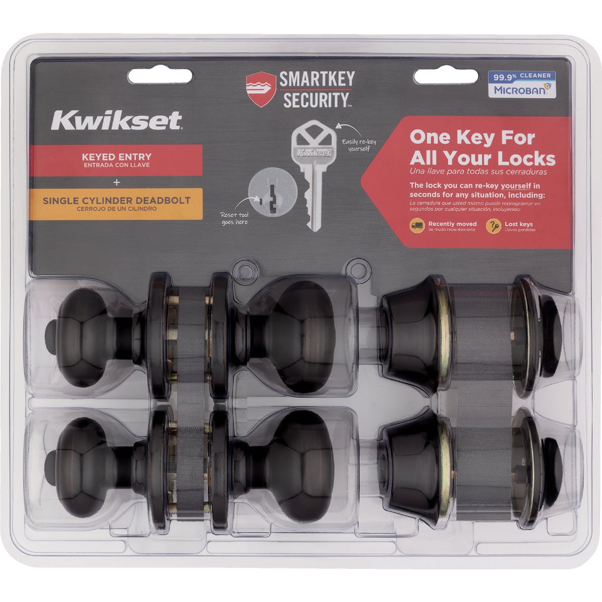 Kwikset Cove Venetian Bronze Combo Deadbolt and Door Knob Project Kit With SmartKey