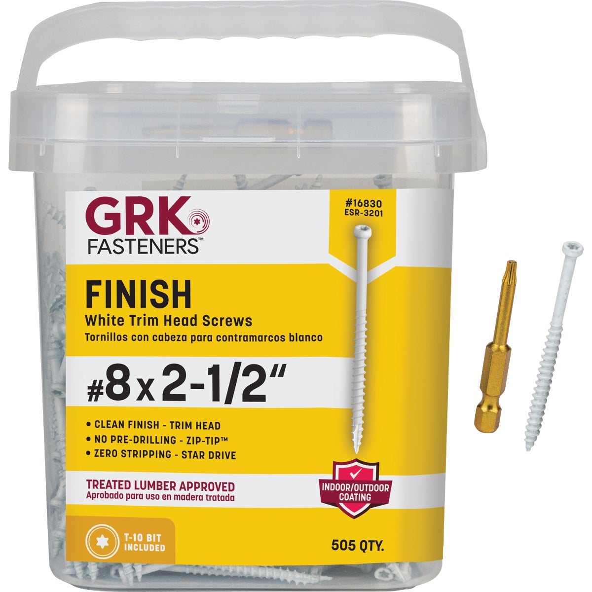 GRK #8 x 2-1/2 In. Star Drive White Steel Trim Screw (505 Ct.)