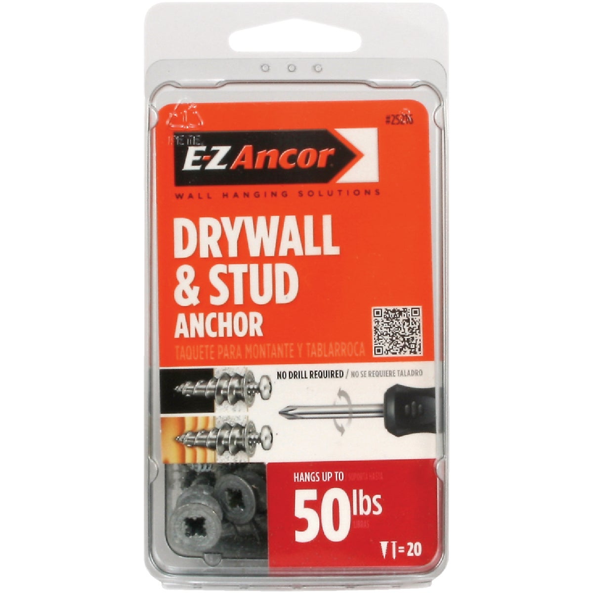 E-Z Ancor Stud Solver #7 x 1-1/4 In. 50 Lbs. Drywall Anchor (20 Ct.)