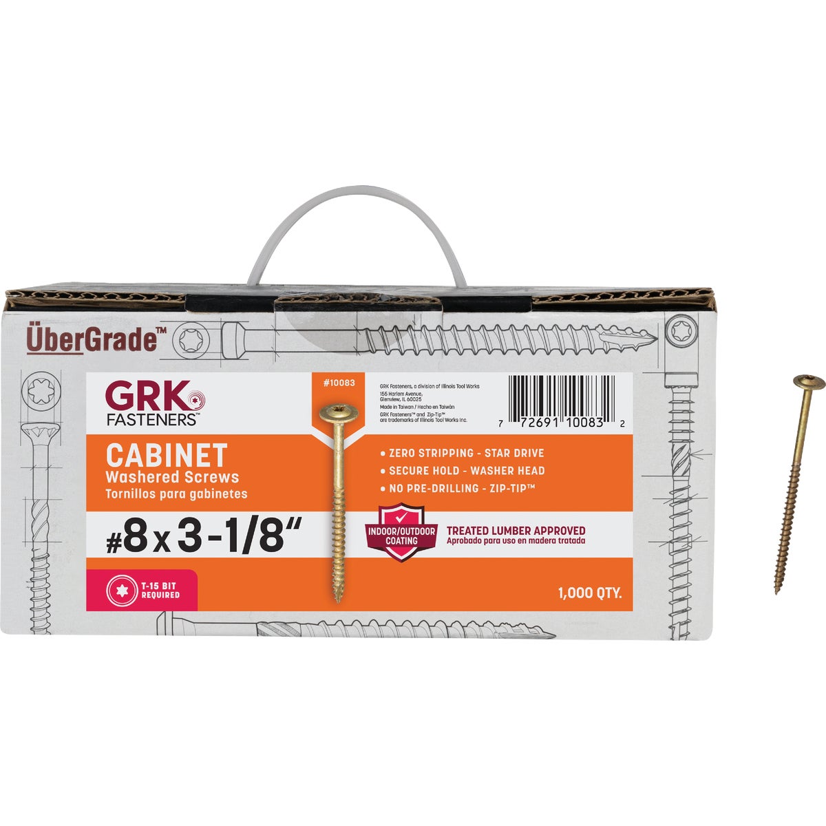 GRK #8 x 3-1/8 In. Star Drive Cabinet Screw (1000 Ct.)