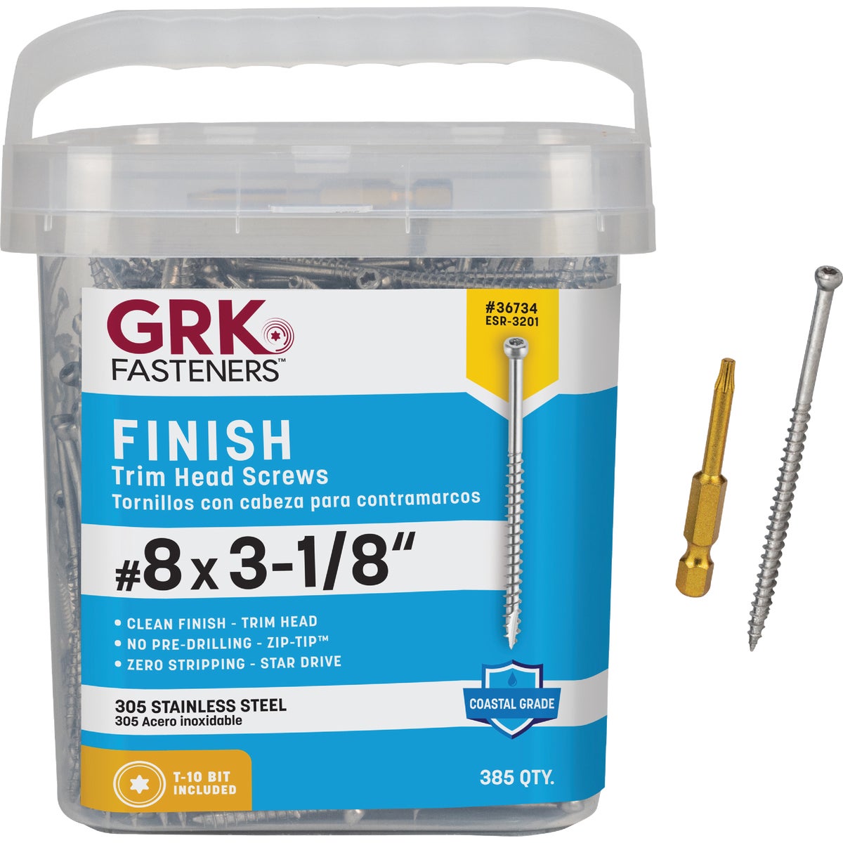GRK #8 x 3-1/8 In. Star Drive Stainless Steel Trim Screw (385 Ct.)
