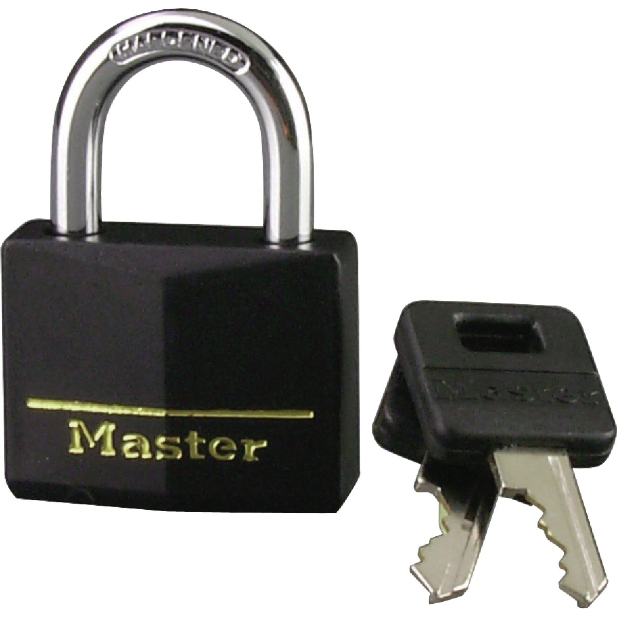 Master Lock 1-9/16 In. Black Covered Keyed Different Padlock
