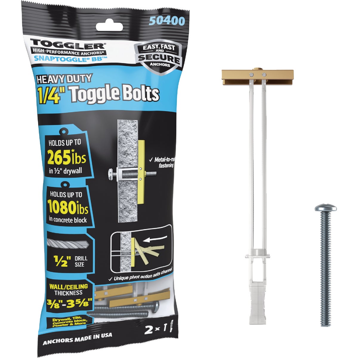 Toggler Snaptoggle 1/4 In.-24 x 2 In. Toggle Bolt (2-Ct.)