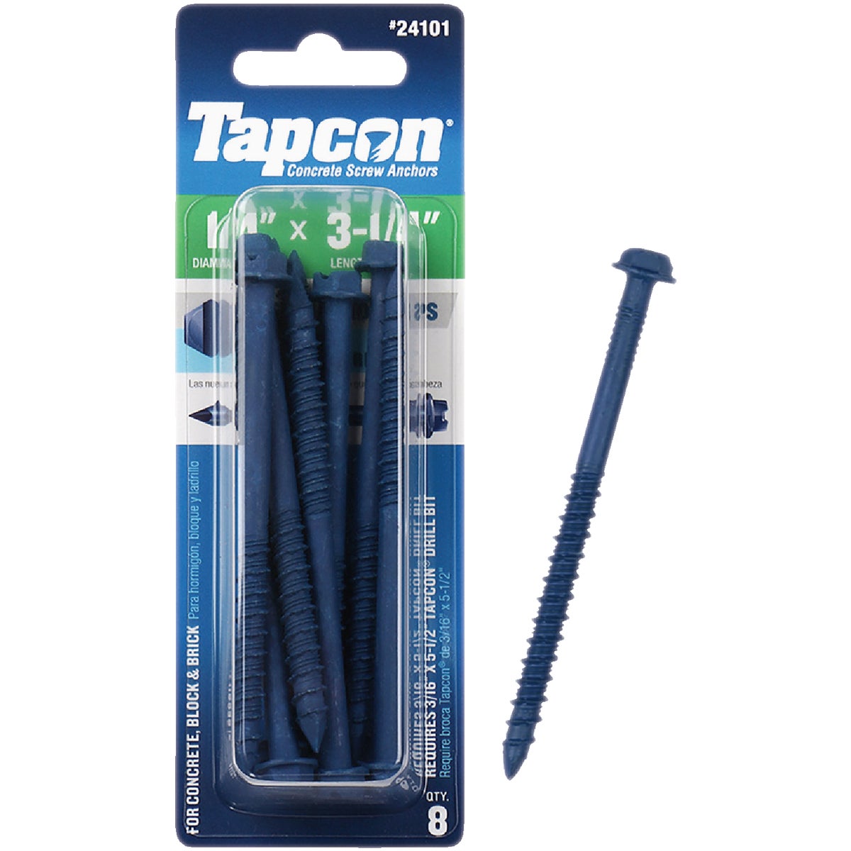 Tapcon 1/4 In. x 3-1/4 In. Hex Washer Head Concrete Screw Anchors (8 Ct.)