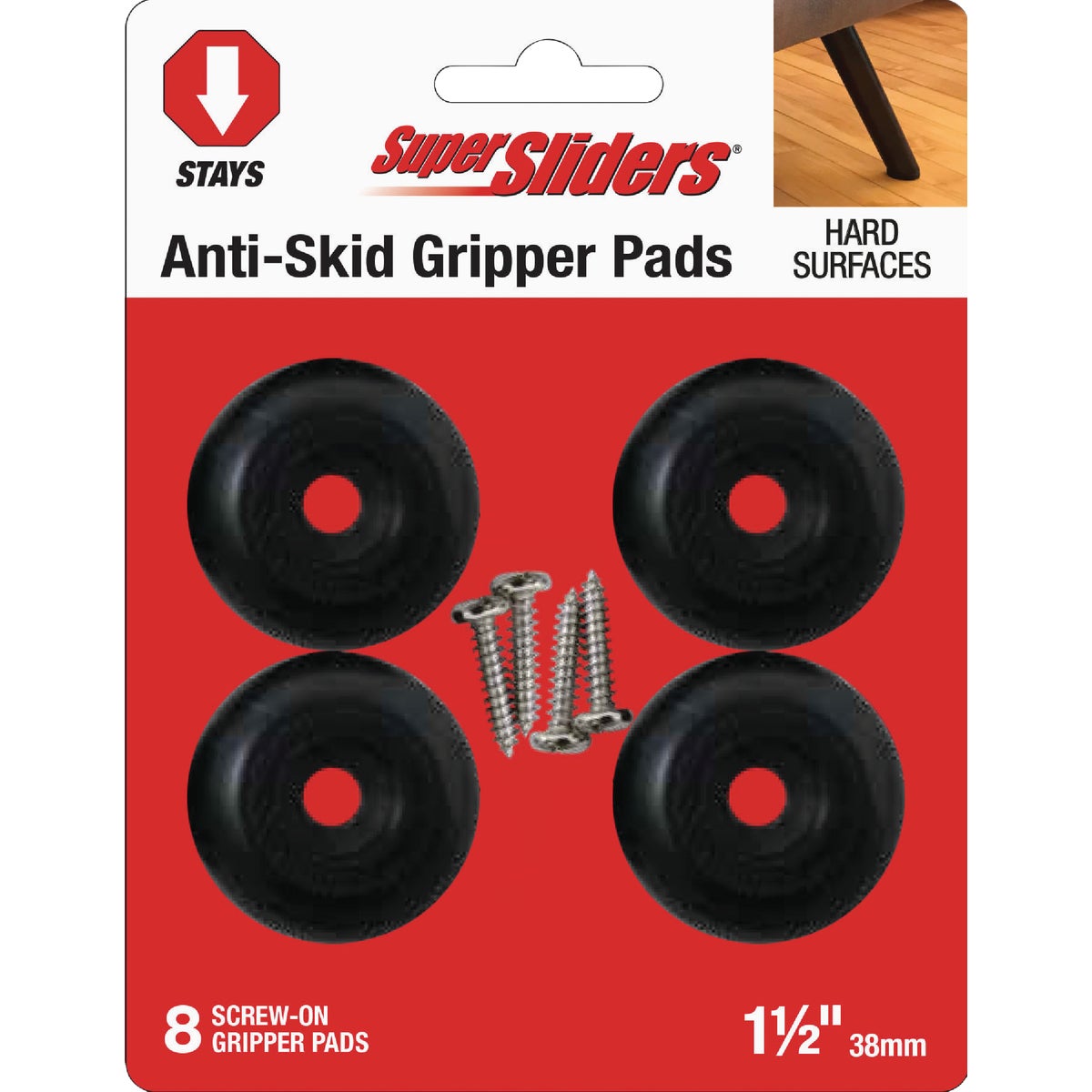 Super Sliders 1-1/2 In. Anti-Skid Screw-On Beige Furniture Pad (4-Piece)