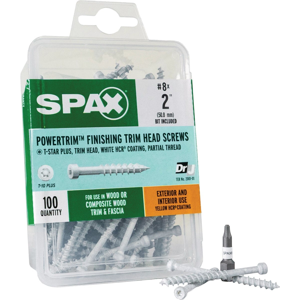 SPAX PowerTrim #8 x 2 In. T10 Plus Cylindric Head HCR (Exterior Rated) White Trim Screw (100-Ct.)