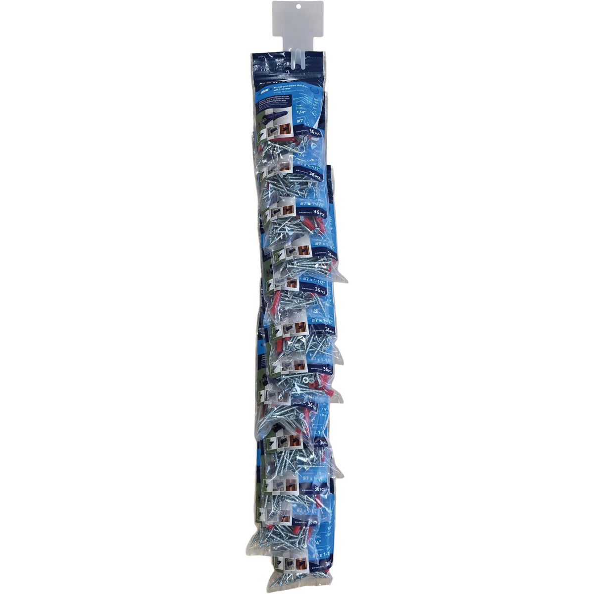 Rawlplug Uno 1/4 In. Multi-Purpose Anchor with #8 x 1-3/4 In. Screw (36-Pack) Clip Strip (12-Piece)