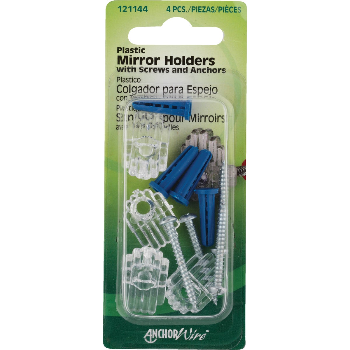 Hillman Plastic Mirror Holders & Anchors Set (4-Sets)