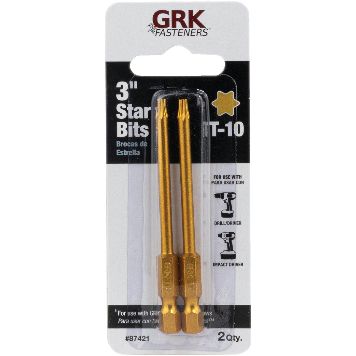 GRK 3 In. T10 Star Drive Impact Screwdriver Bit (2 Ct.)