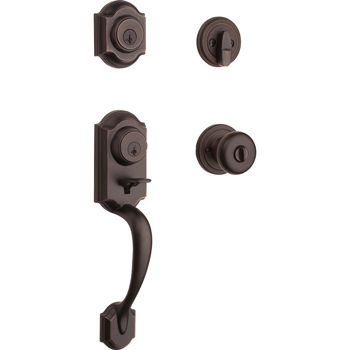Kwikset SmartKey Venetian Bronze Montera Entry Door Handleset with Juno Knob