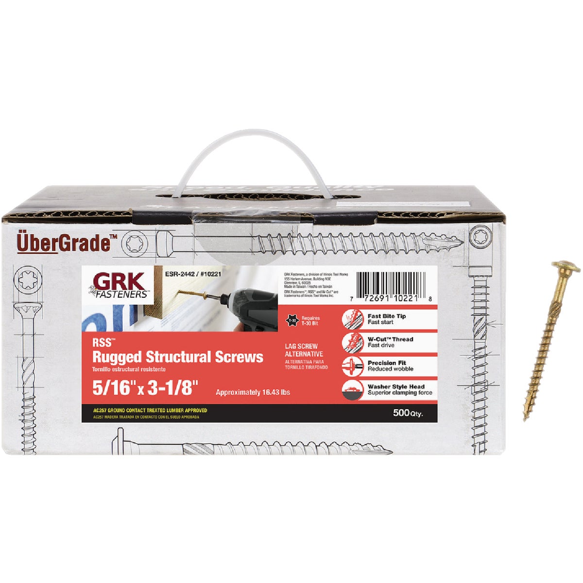 GRK RSS Rugged 5/16 In. x 3-1/8 In. Star Drive Washer-Head Structure Screw (500 Ct.)