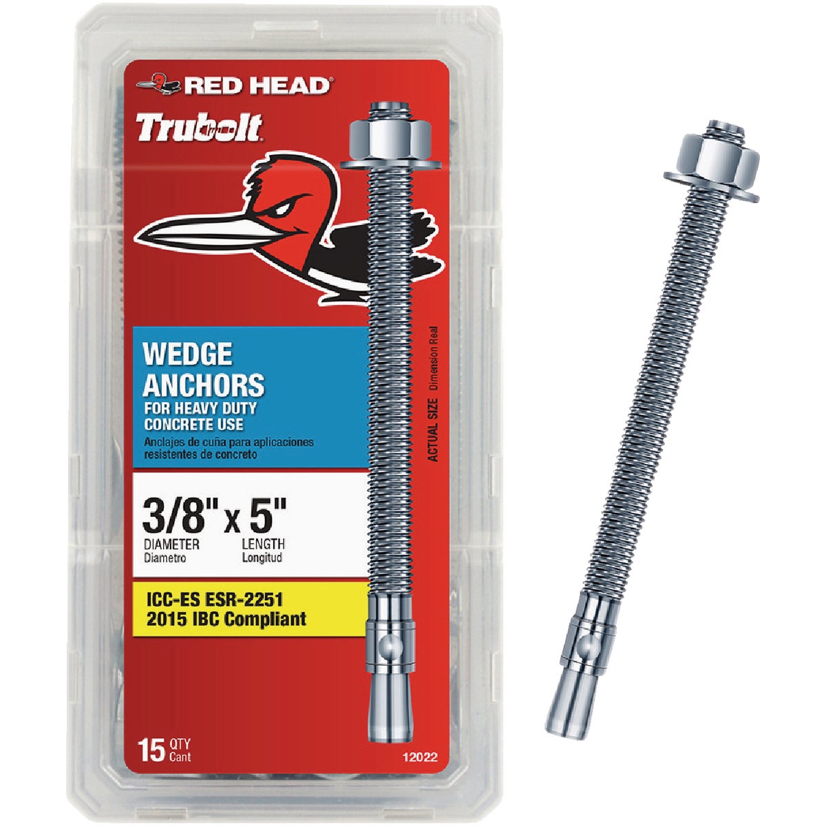 Red Head 3/8 In. x 5 In. Concrete Wedge Anchor (15 Ct.)