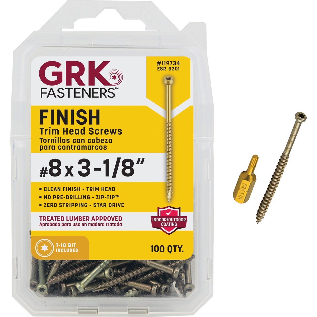 GRK #8 x 3-1/8 In. Star Drive Steel Trim Screw (100 Ct.)