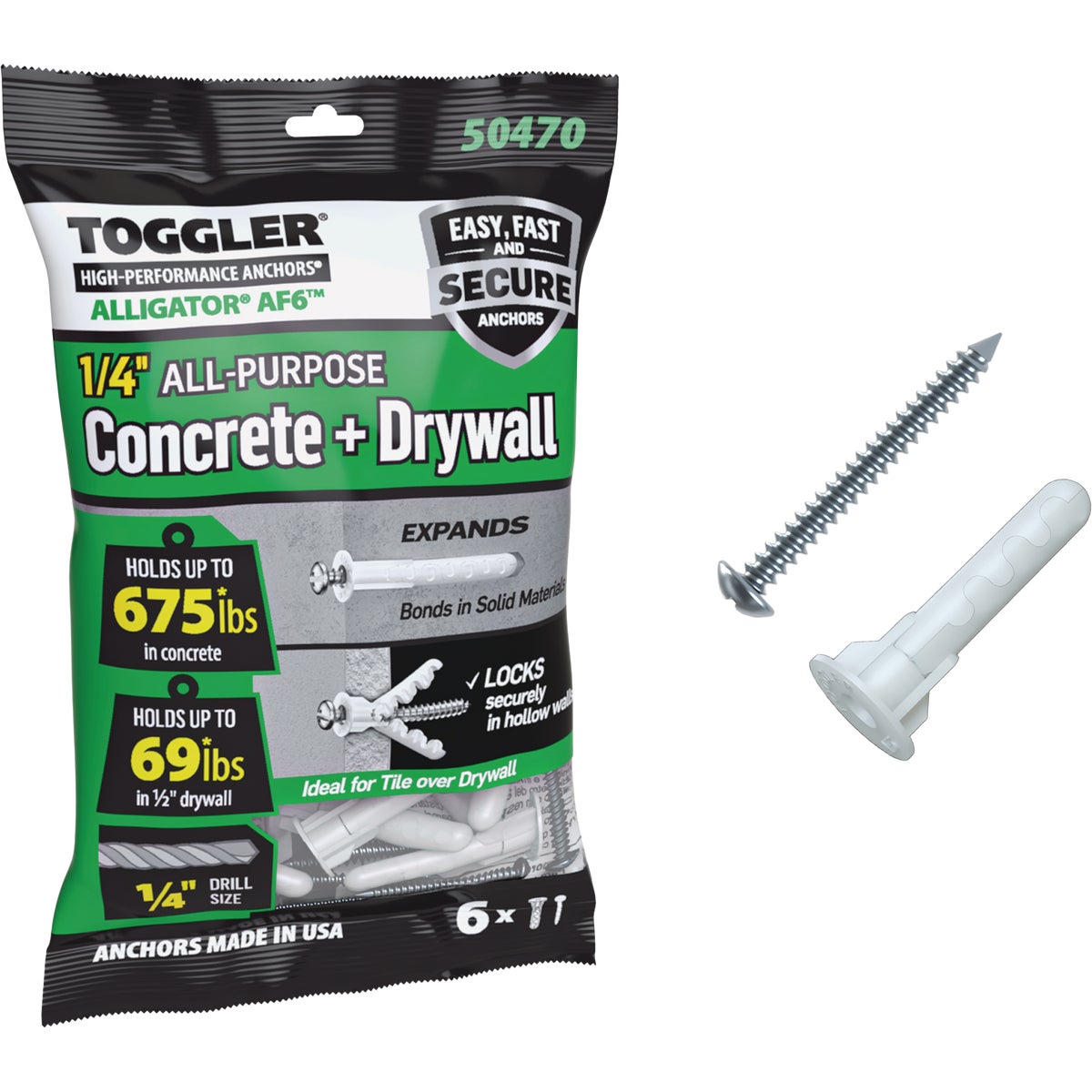 Toggler Alligator #10 x 1-1/2 In. Concrete & Drywall Anchors (6 Ct.)