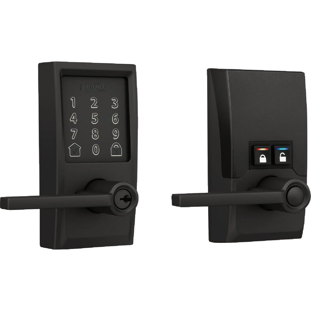Encode Smart WiFi Lever with Latitude Lever and Century Trim in Matte Black