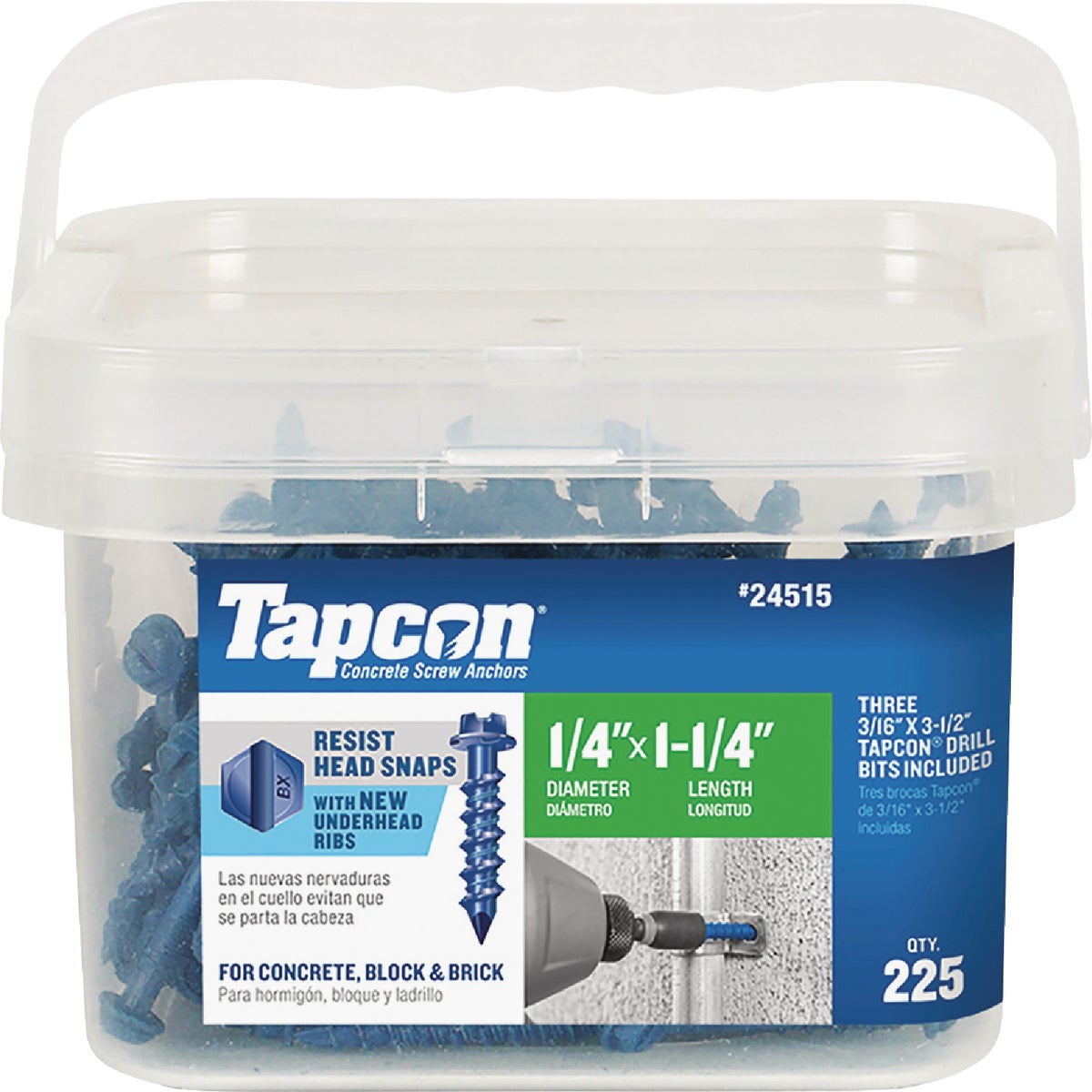 Tapcon 1/4 In. x 1-1/4 In. Hex Washer Concrete Screw Anchor (225 Ct.)