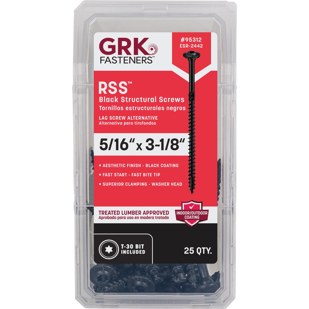 GRK RSS 5/16 In. x 3-1/8 In. Star Drive Washer-Head Black Structure Screw (25 Ct.)