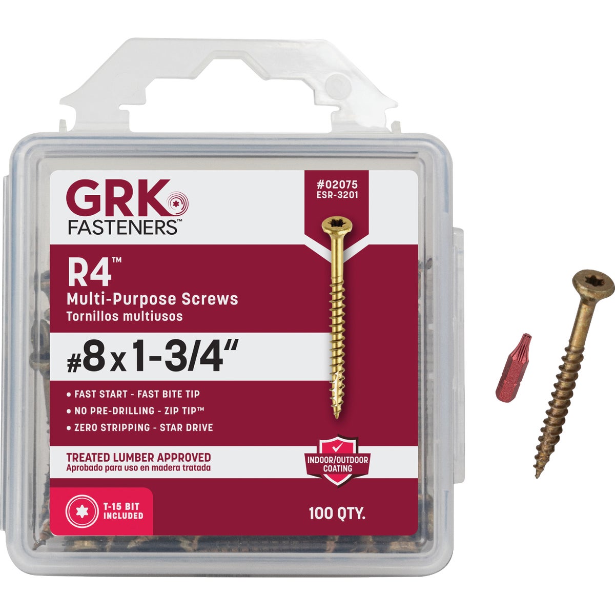 GRK R4 #8 x 1-3/4 In. Star Drive Multi-Purpose Wood Screw (100 Ct.)