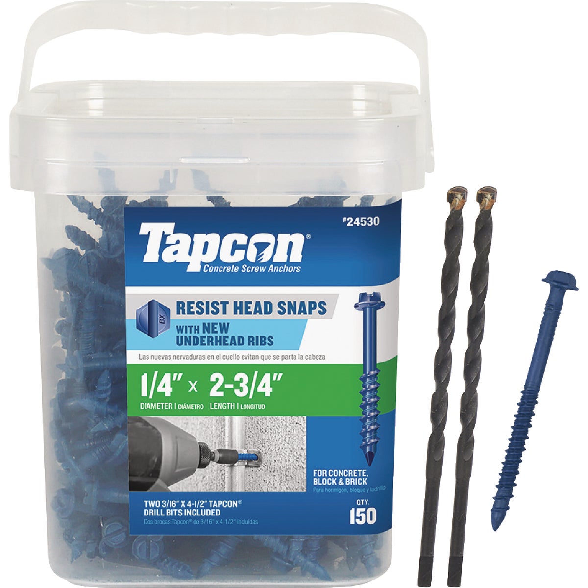 Tapcon 1/4 In. x 2-3/4 In. Hex Washer Concrete Screw Anchor (150 Ct.)