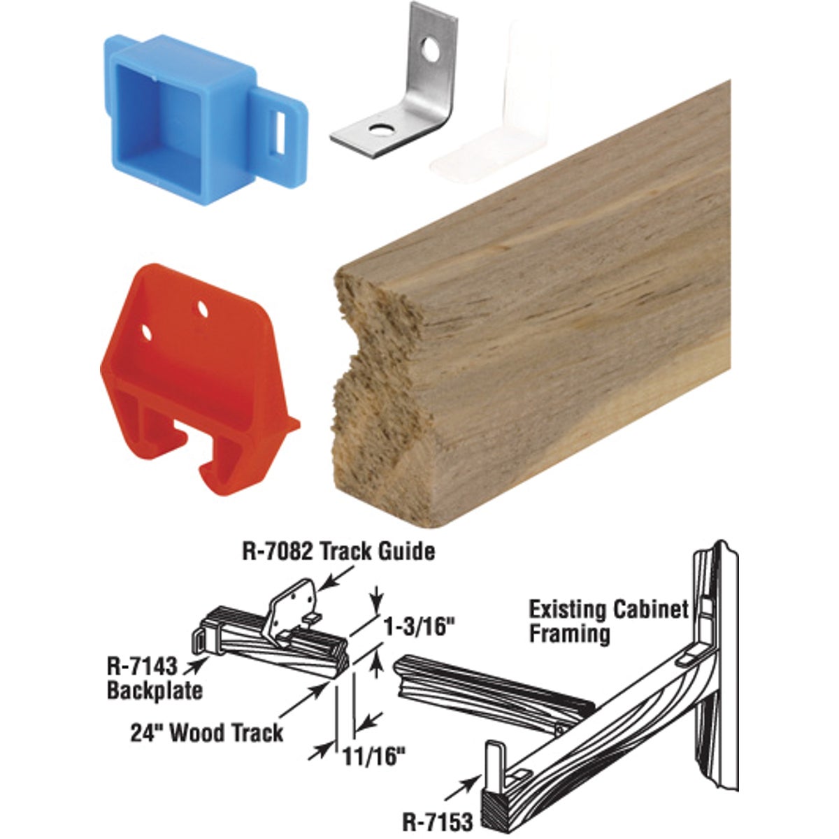 Prime-Line Wood 24" Top or Bottom Drawer Track Kit