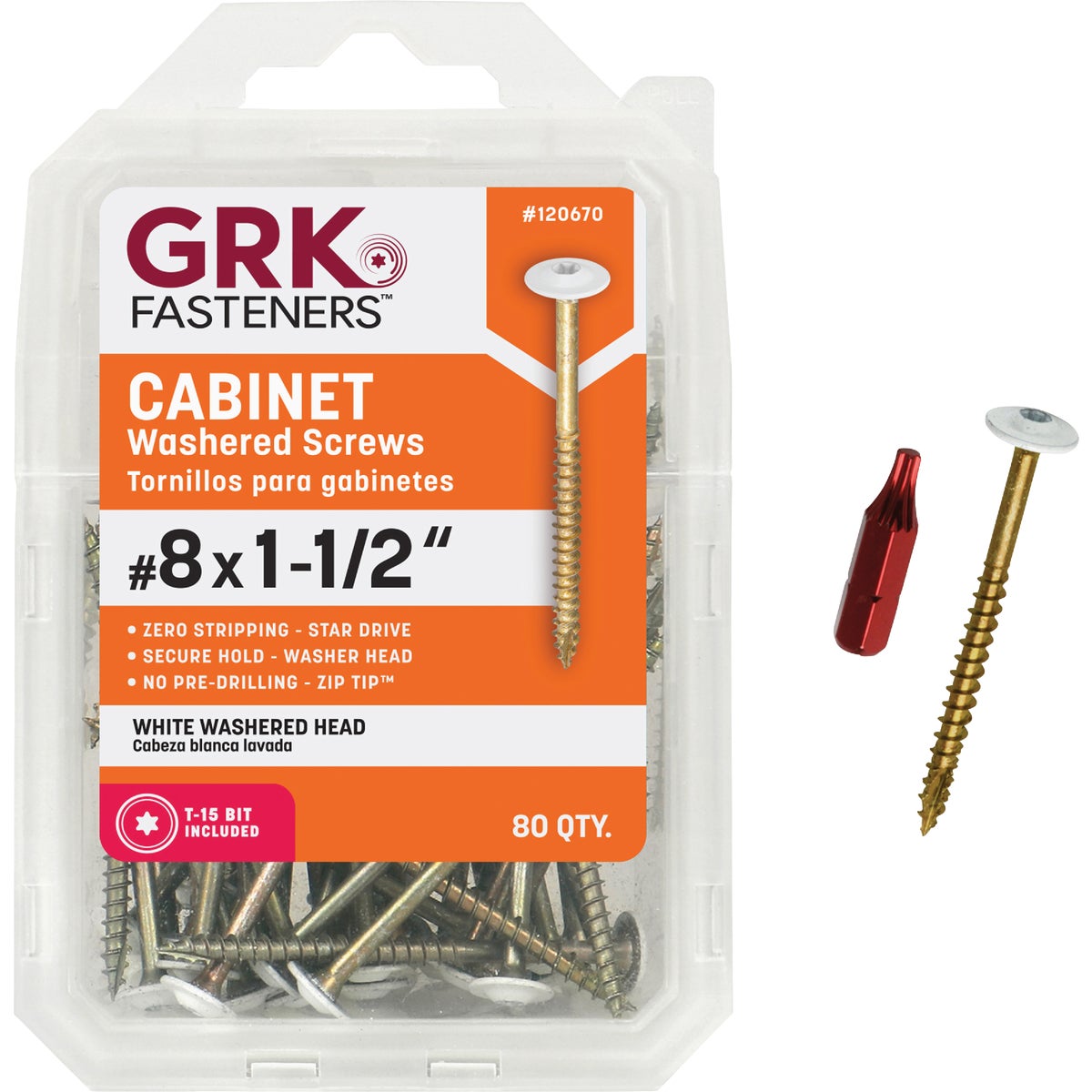 GRK #8 x 1-1/2 In. Star Drive White Cabinet Screw (80 Ct.)