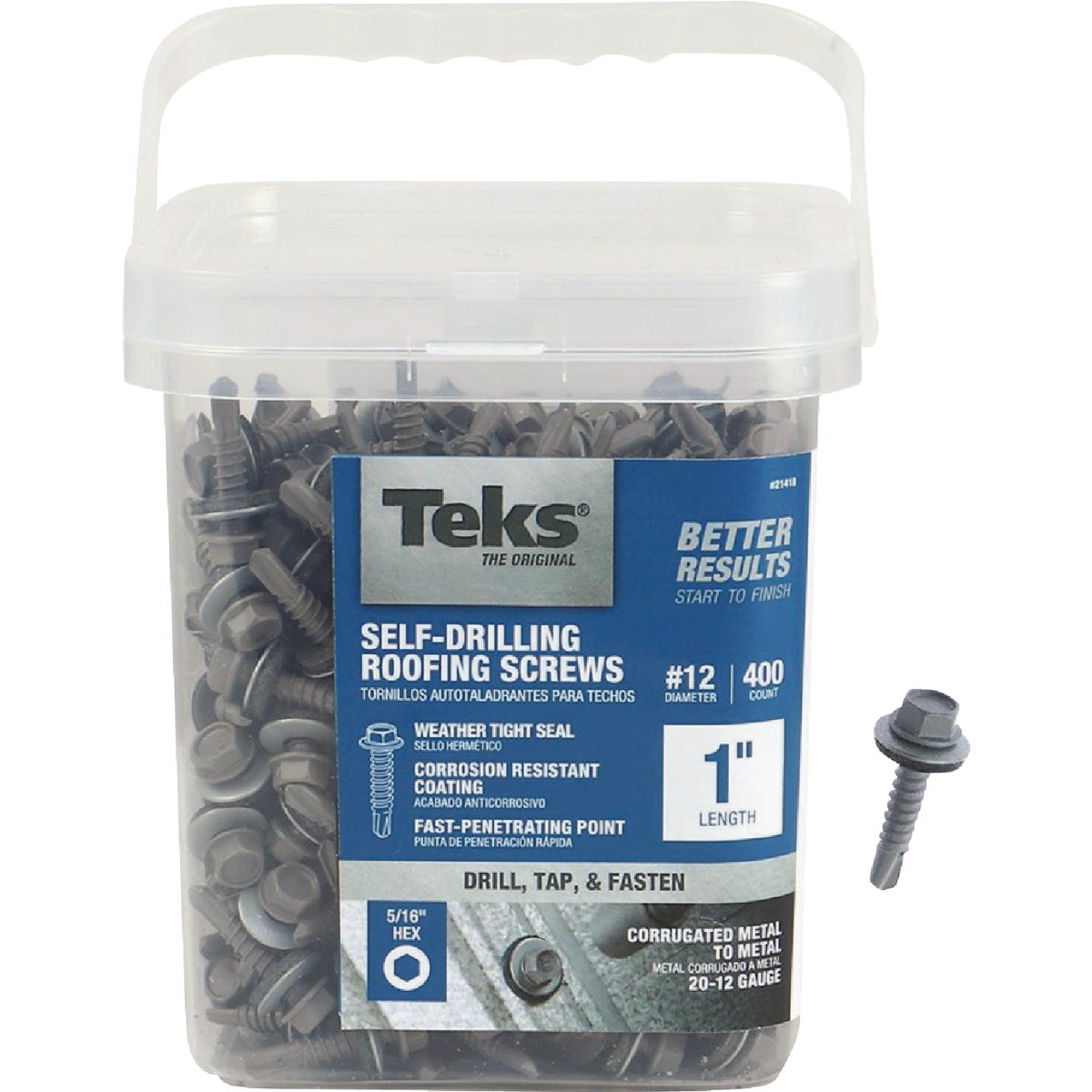 Teks #12 x 1 In. Hex Washer Head Self-Drilling Metal to Metal Roofing Screw (400-Count)