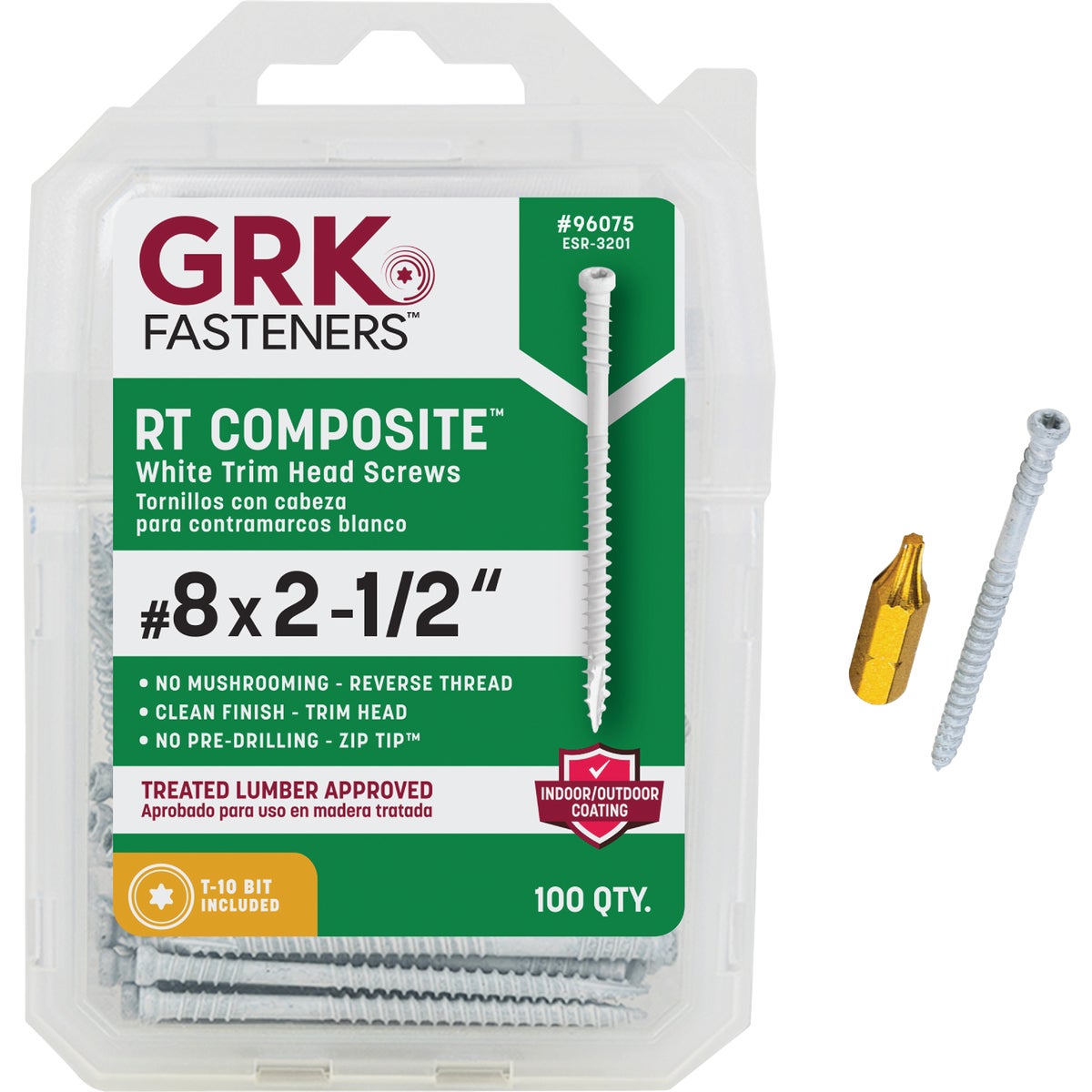 GRK RT #8 x 2-1/2 In. Star Drive White Composite Screw (100 Ct.)