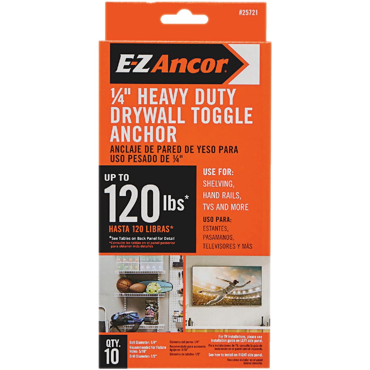 E-Z Ancor 1/4 In. Heavy Duty Pull Toggle Drywall Anchor 
