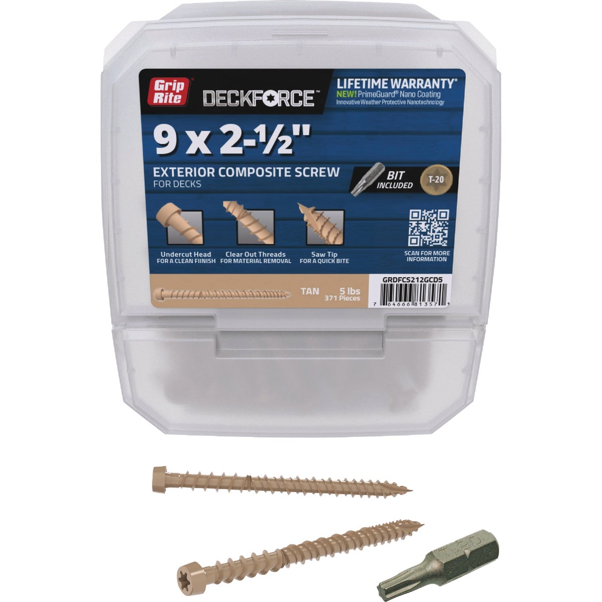 Grip-Rite DeckForce #9 x 2-1/2 In. Tan Composite Deck Screw (5 Lb.)